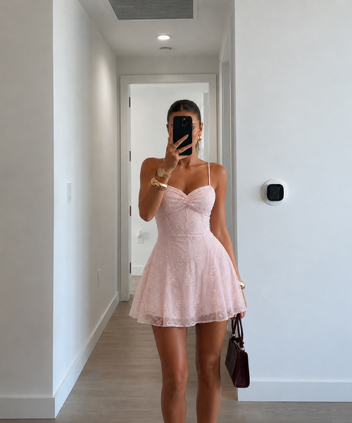 Blush Bow Mini Dress