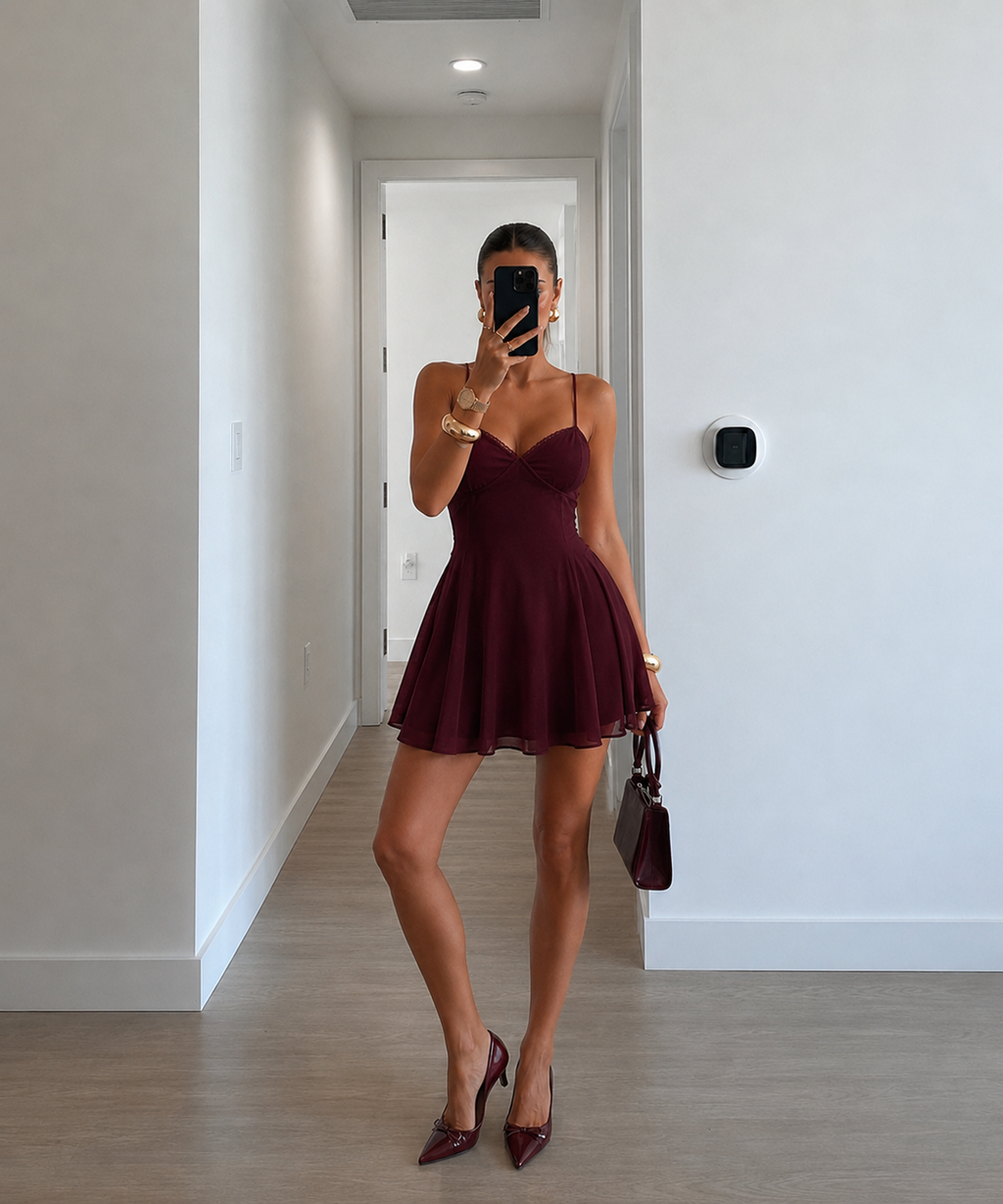 Ruby Wine Mini Dress
