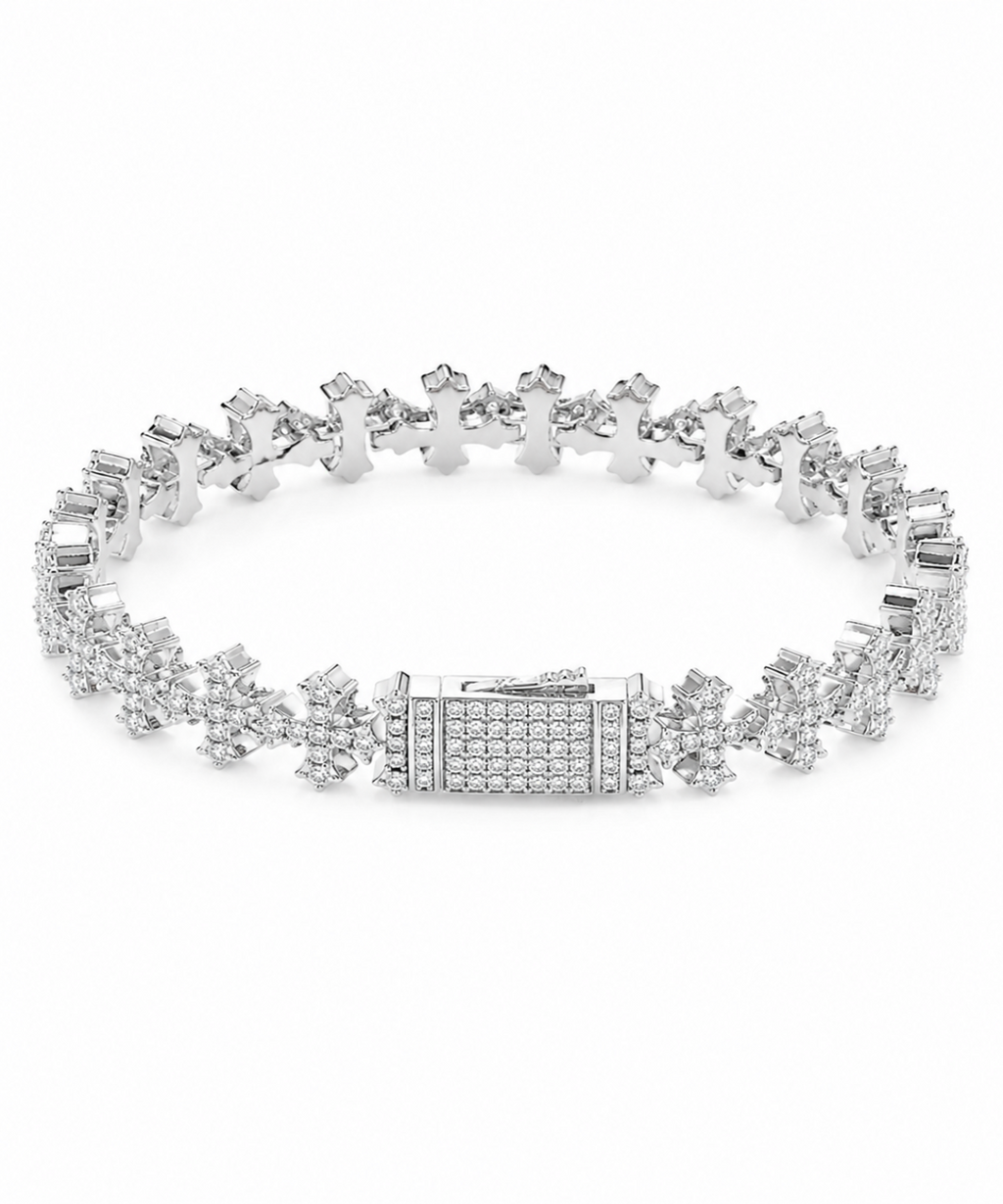 TASSI CROSS ICED BRACELET. -11.5MM