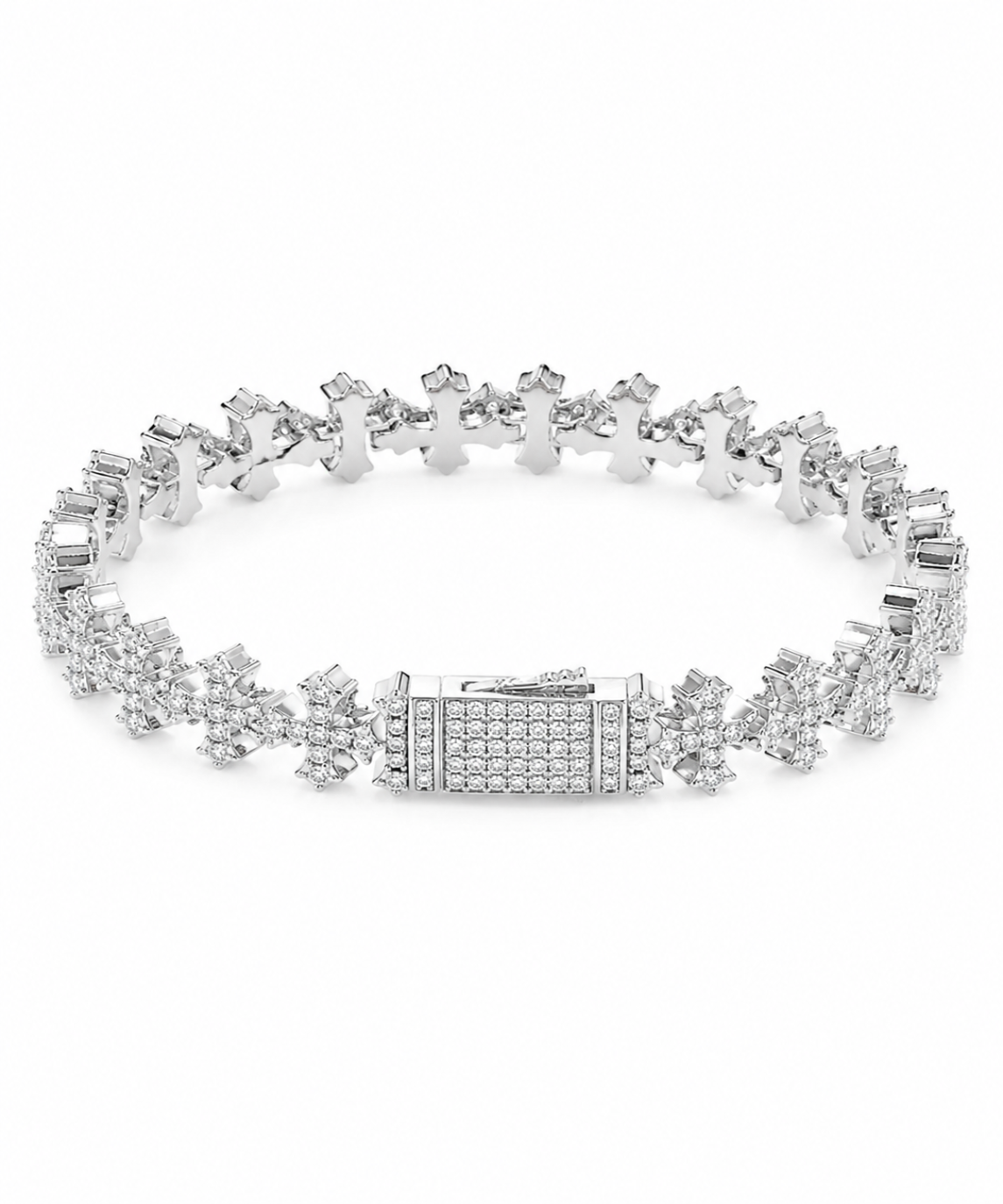 TASSI CROSS ICED BRACELET. -11.5MM